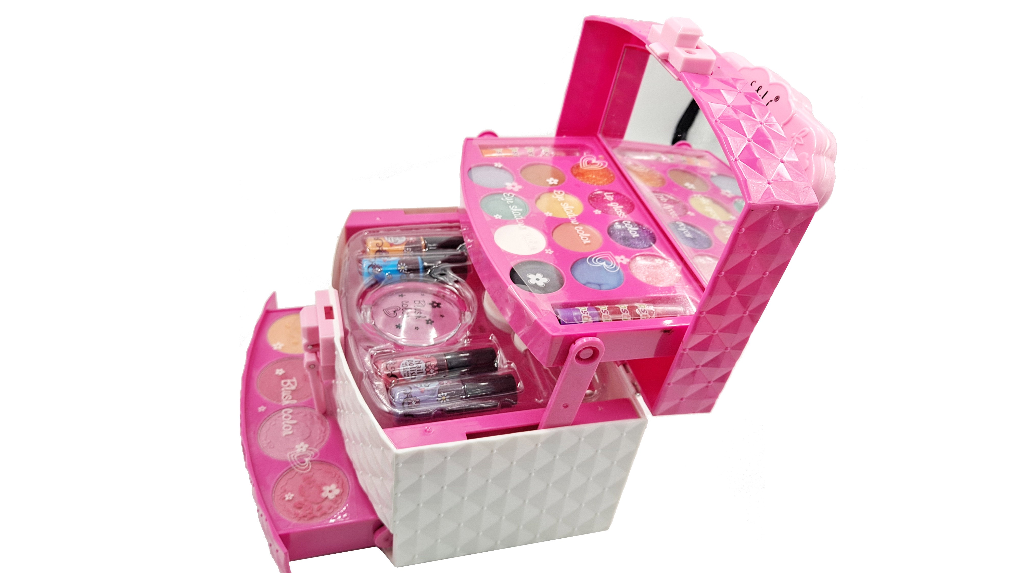 Kid Girls Makeup Set Jewellery Box Style Cosmetic Pretend Play Kit Princess Toy