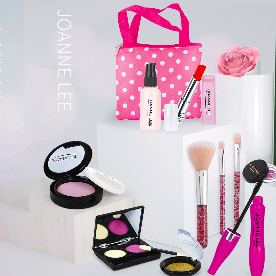 Kid Girls Makeup Set tool Eco-friendly Cosmetic Pretend Play Kit Princess Toy Red Bag