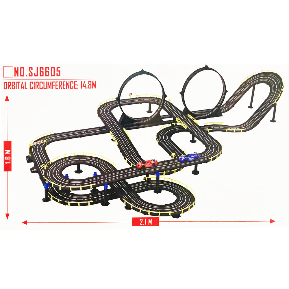 14.3m Electric Loop Wheel Track Racing Slot Sets w Two Cars Kid Vehicle Toy Gift