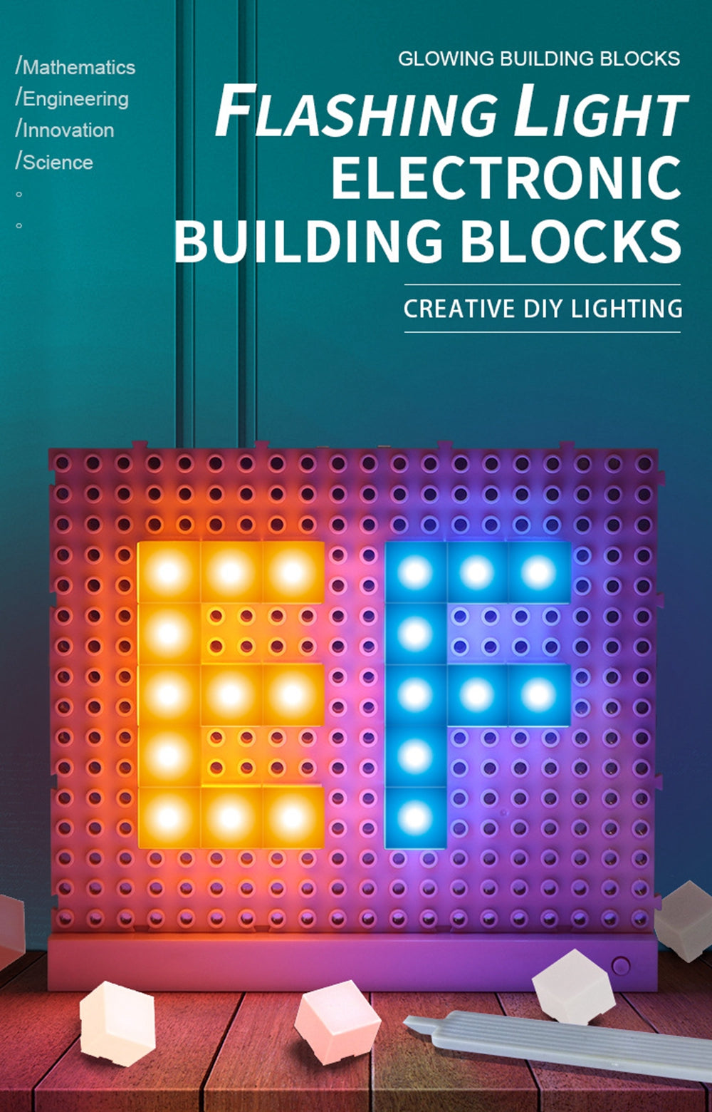 60pcs Diy Electonic Building Block Led Flashing Light Multi-Creative Assembling Flashing Light Electronic Puzzle