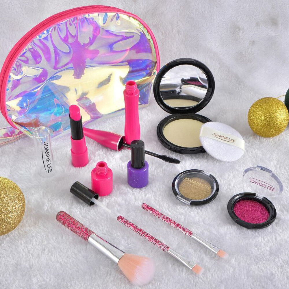 Kid Girls Makeup Set tool Eco-friendly Cosmetic Pretend Play Kit Princess Toy Laser Bag