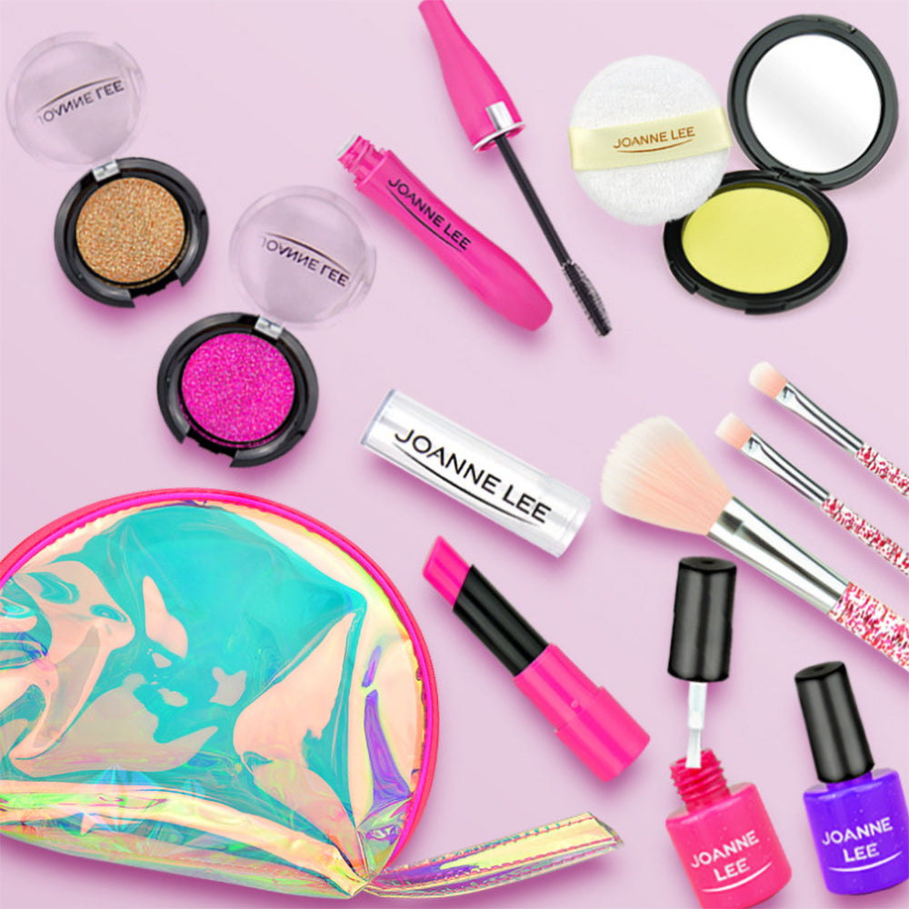 Kid Girls Makeup Set tool Eco-friendly Cosmetic Pretend Play Kit Princess Toy Laser Bag