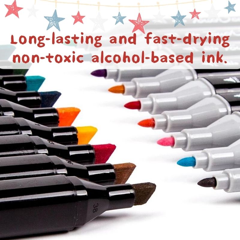 80 PCS Color Marker Art Set Double Head Alcohol Based Children Gift