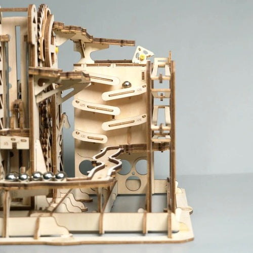 Robotime 3D DIY Wooden Puzzle Mechanical Gear Drive Marble Run Set Gift LG503