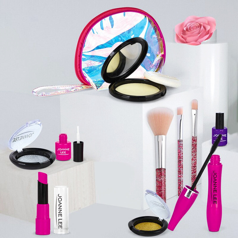 Kid Girls Makeup Set tool Eco-friendly Cosmetic Pretend Play Kit Princess Toy Laser Bag