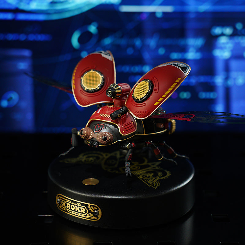 Robotime ROKR Scout Bettle Model DIY 3D Puzzle steampunk LED Detection light Funny Toys for Kids MI02