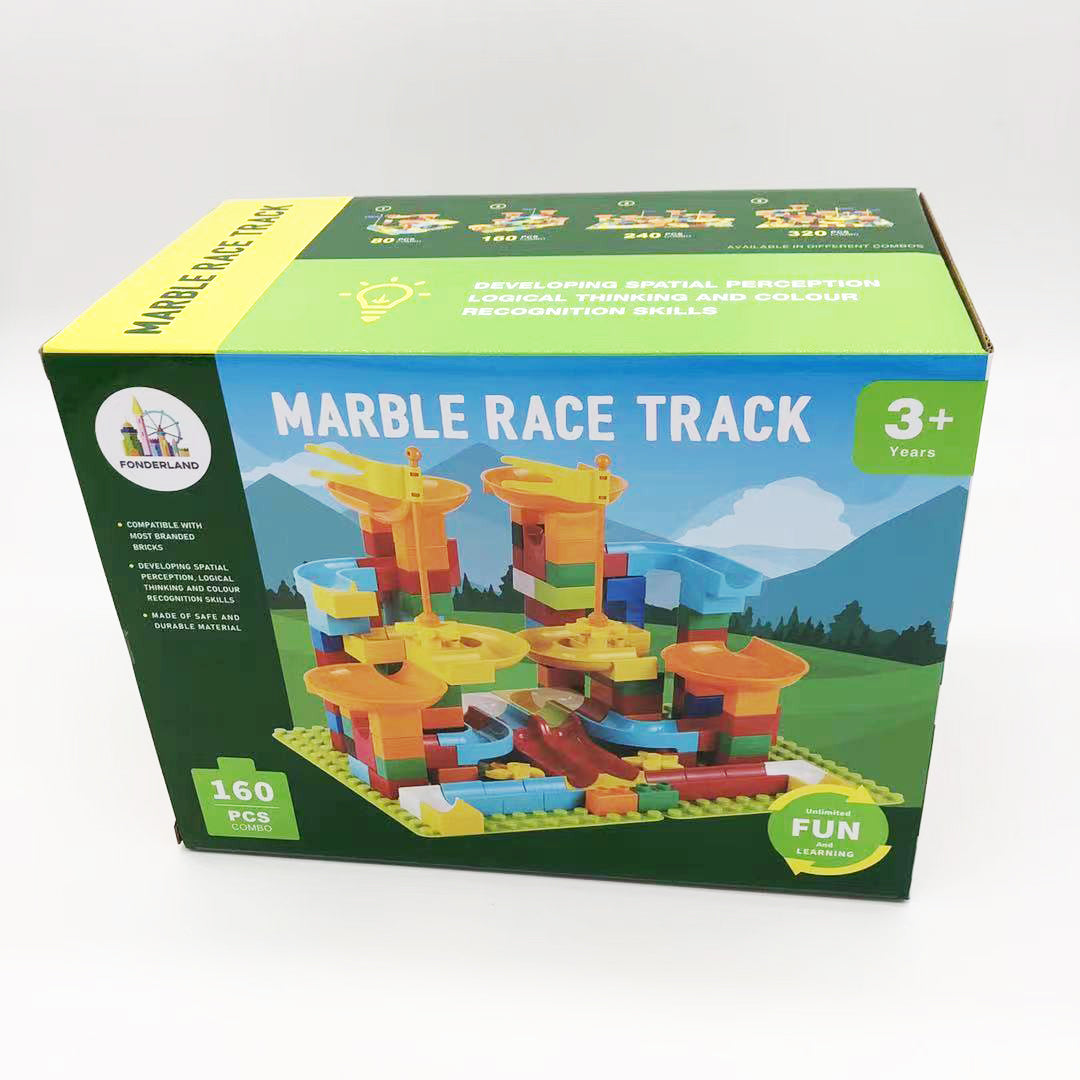 160Pcs Duploed Marble Race Run Building Block Maze Ball Track Toy Preschool Kids