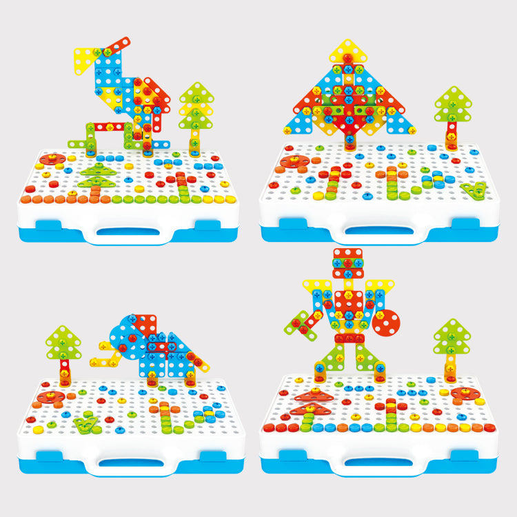 237PCS Mosaic Building Blocks Peg Electric Drill Assemble Toy Set Birthday Gift