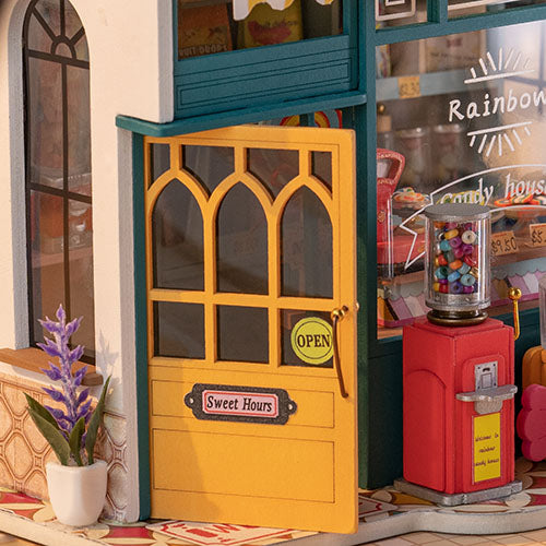 Robotime Rolife Rainbow Candy House DIY Miniature House LED Light Cute Fairy Tale Atmosphere DG158