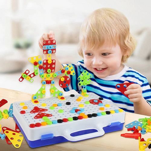 234pcs Mosaic Building Blocks Screws Nut DIY Puzzle Assemble Toy Set Child Gift