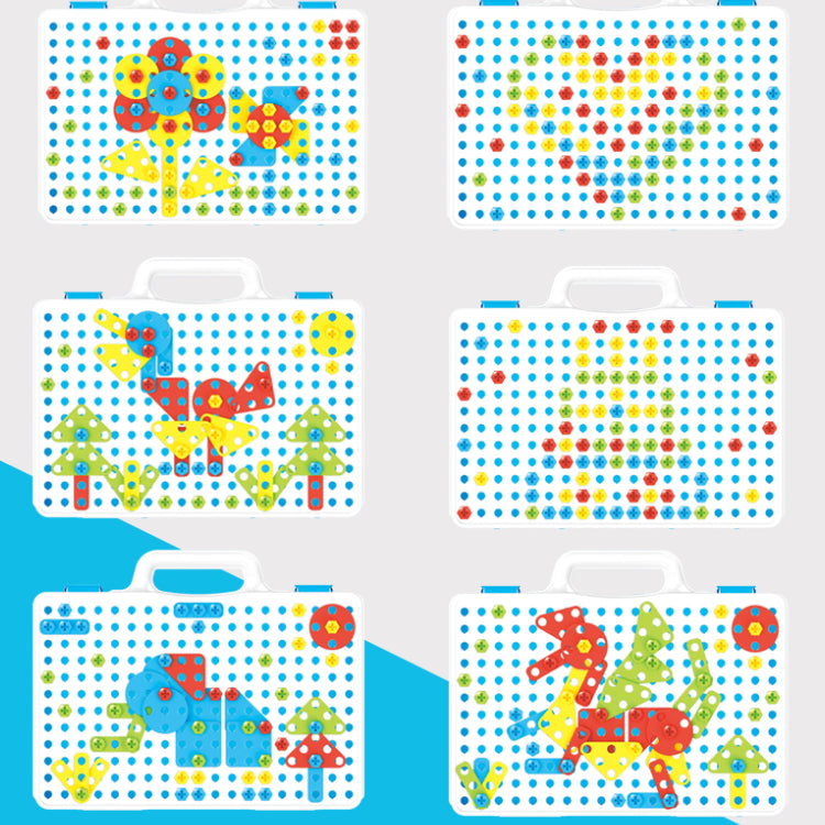 237PCS Mosaic Building Blocks Peg Electric Drill Assemble Toy Set Birthday Gift