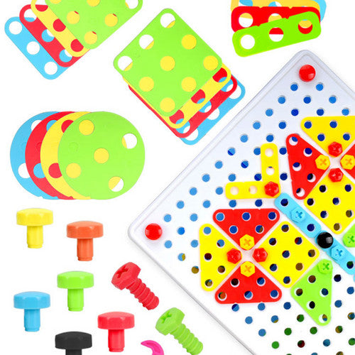 234pcs Mosaic Building Blocks Screws Nut DIY Puzzle Assemble Toy Set Child Gift