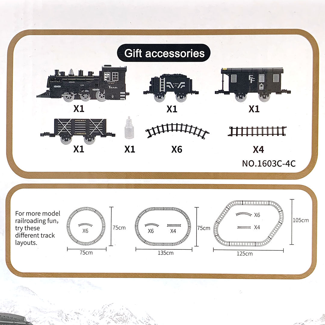 Classical Freight Steam Rail Train Set Battery Operated RTR Simulation Kids Toy
