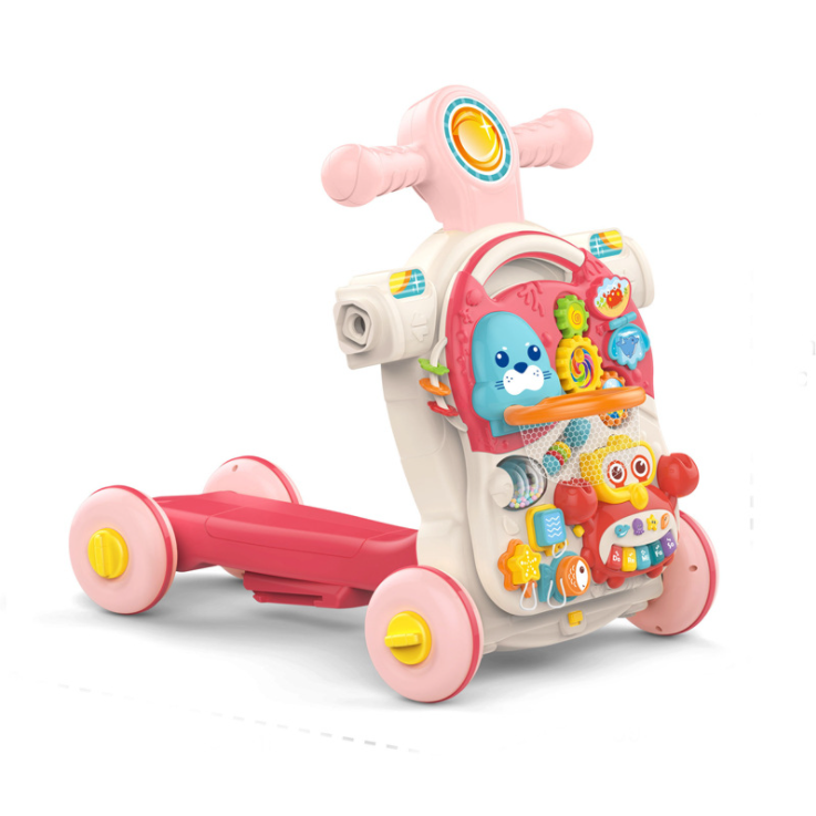 4-in-1 Kids Baby Game Table Walker Scooter Stroller Game Toddler Music Panel Activity Early Learning
