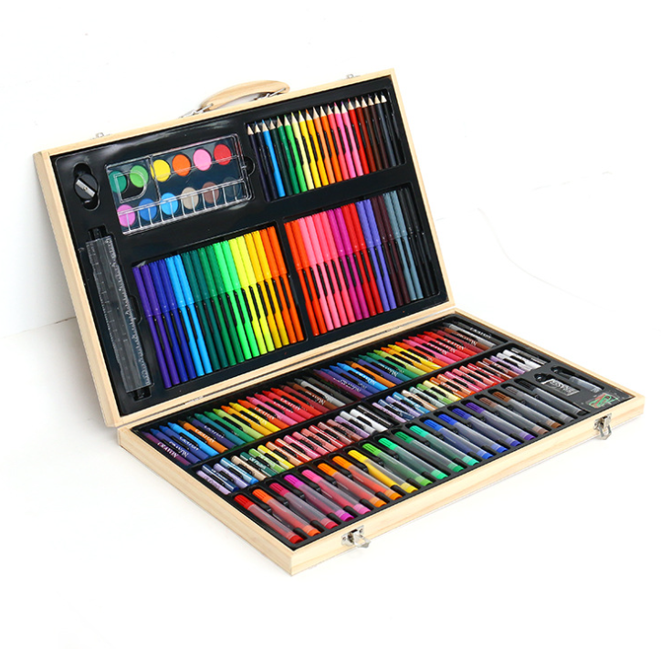 180Pcs Deluxe Drawing Painting Pen Colour Pencils Crayon Art Draw Kit ...