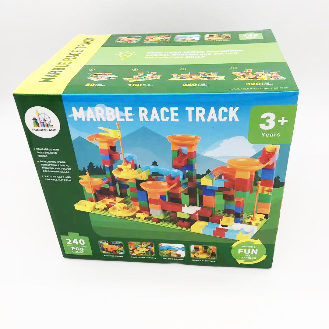 240Pc Duploed Marble Track Toy Set | Building Blocks Maze Ball Track Preschool Toy Kids