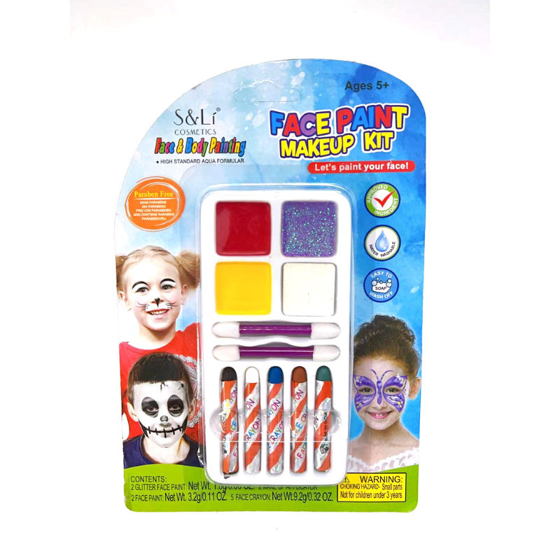 2 in 1 Face Paint Makeup Kit Kids Face Painting Glitter Face Paint and