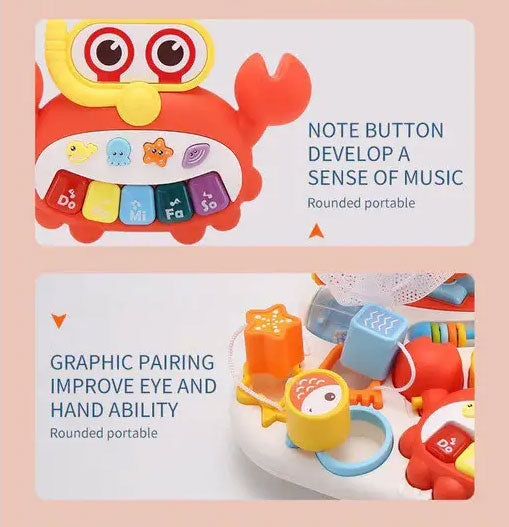 4-in-1 Kids Baby Game Table Walker Scooter Stroller Game Toddler Music Panel Activity Early Learning