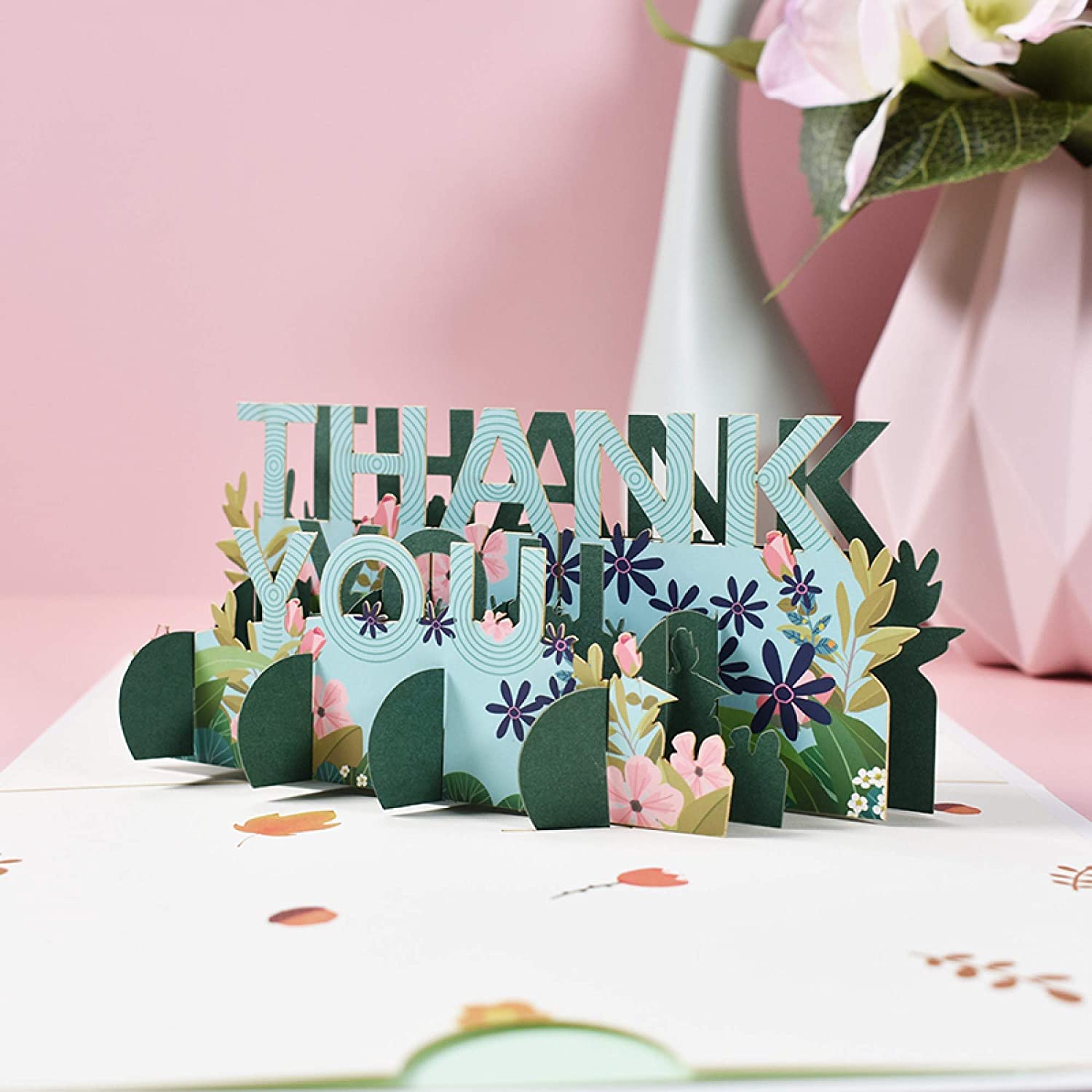 Magic Pop Up Thanks Giving Card 3D Happy Greeting Thank You 15x20cm with an envelope