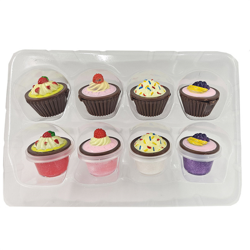Kid Girls Lip Gloss Set 8 Cupcake Style Kids Safe Cosmetic Pretend Play Kit Princess Toy