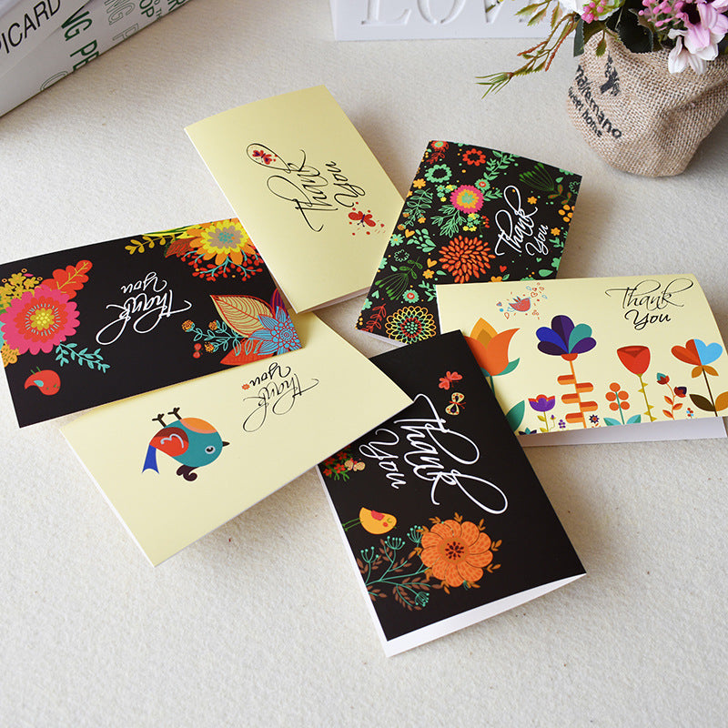 24pcs Premium Greeting Cards Thank You Cards 6 Styles Bulk Mixed Party Card Pack With Envelopes and Stickers - Flowers