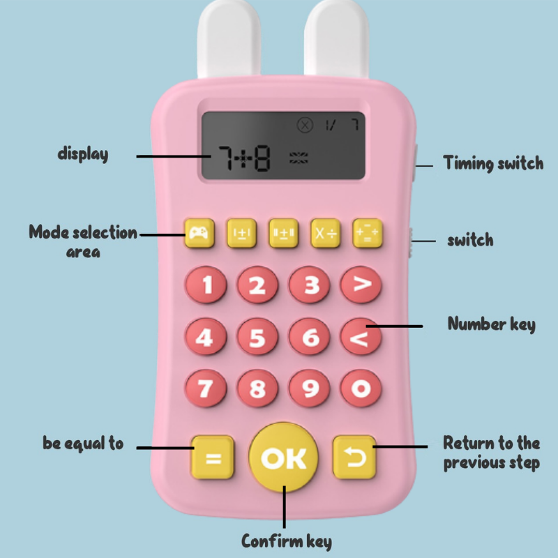 Montessori Mini Maths Teaching Calculator Early Learning Math Machine with Timing Maths Learning Educational Game for Kids Pink