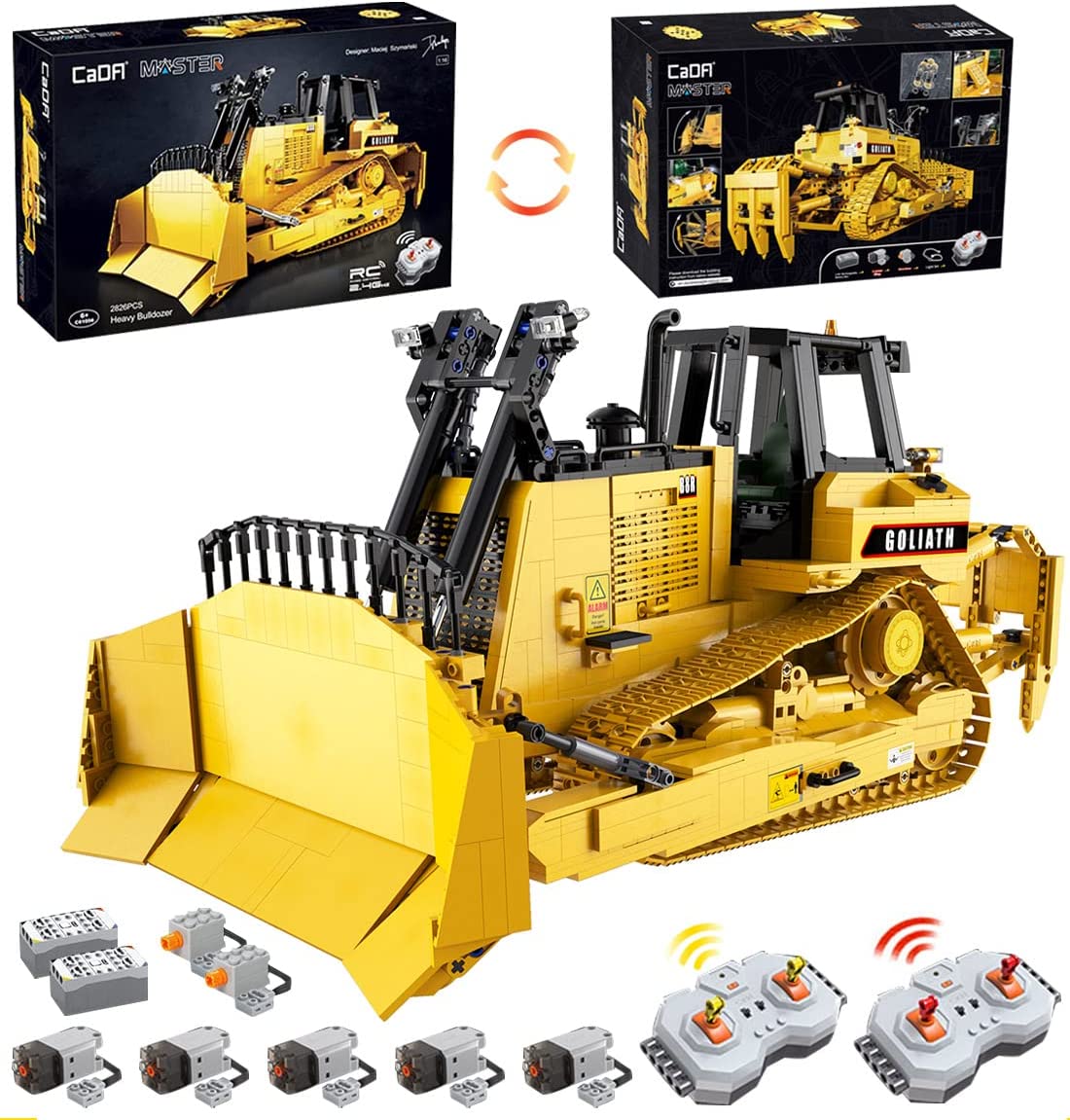CaDA C61056W 2826PCS Goliath Bulldozer 1:16 RC Bulldozer Building Blocks Toy Set