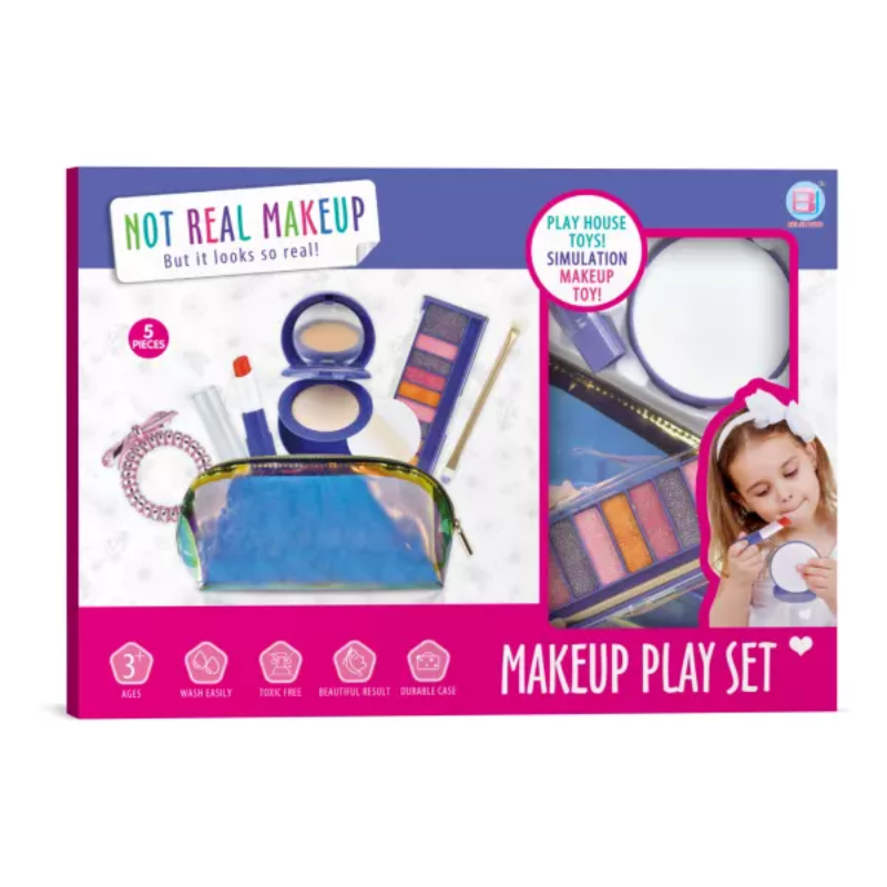 Kid Girls Makeup Set tool Cosmetic Pretend Play Kit Princess Toy 6Pcs With Laser Bag