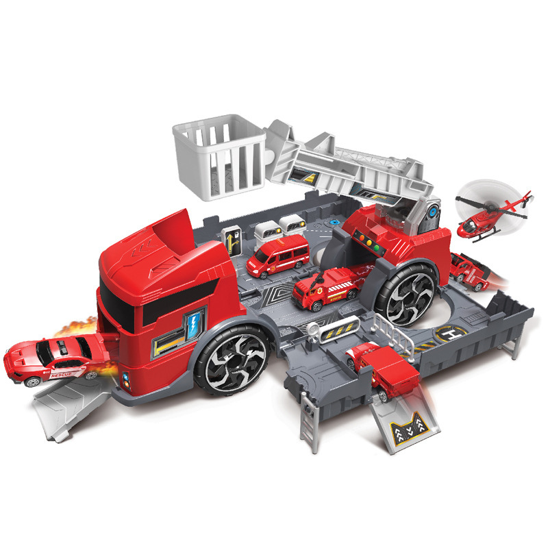 Large Fire Engine Model Kids Play Transport Engineering Boys Toys Vehi ...