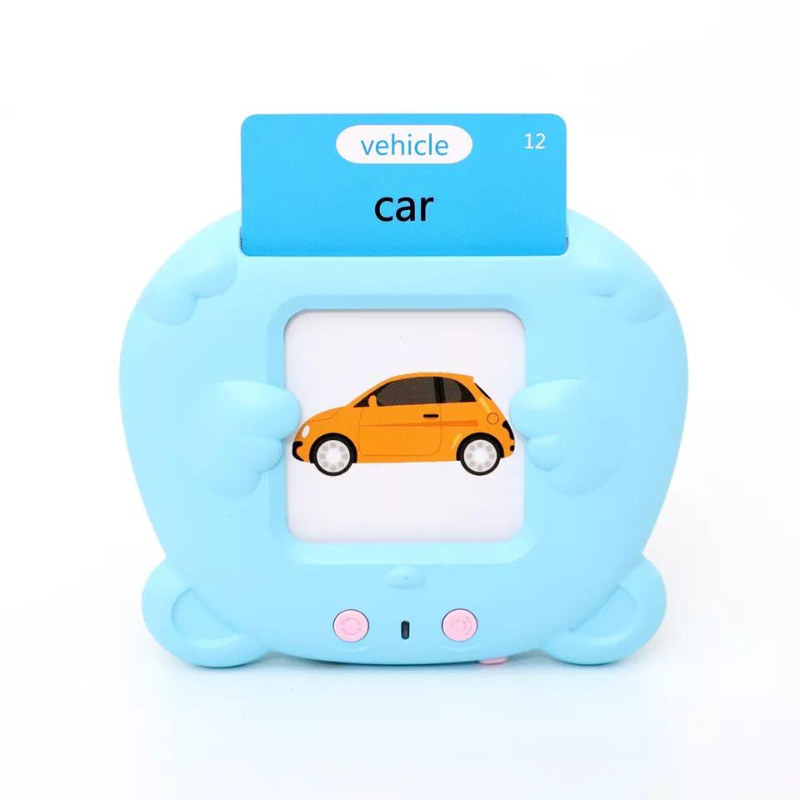Preschool Learning Toys Cute Bear Shape Early Educational Intelligent Electric Kids Talking Flash Card Words Reading Learning Machine 510 Words Blue