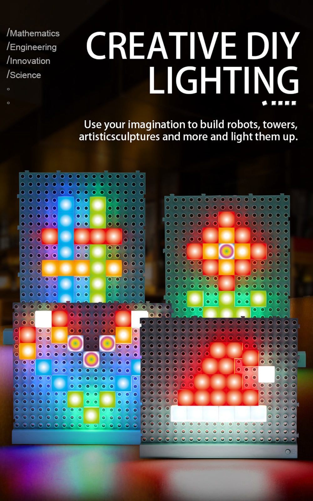 60pcs Diy Electonic Building Block Led Flashing Light Multi-Creative Assembling Flashing Light Electronic Puzzle