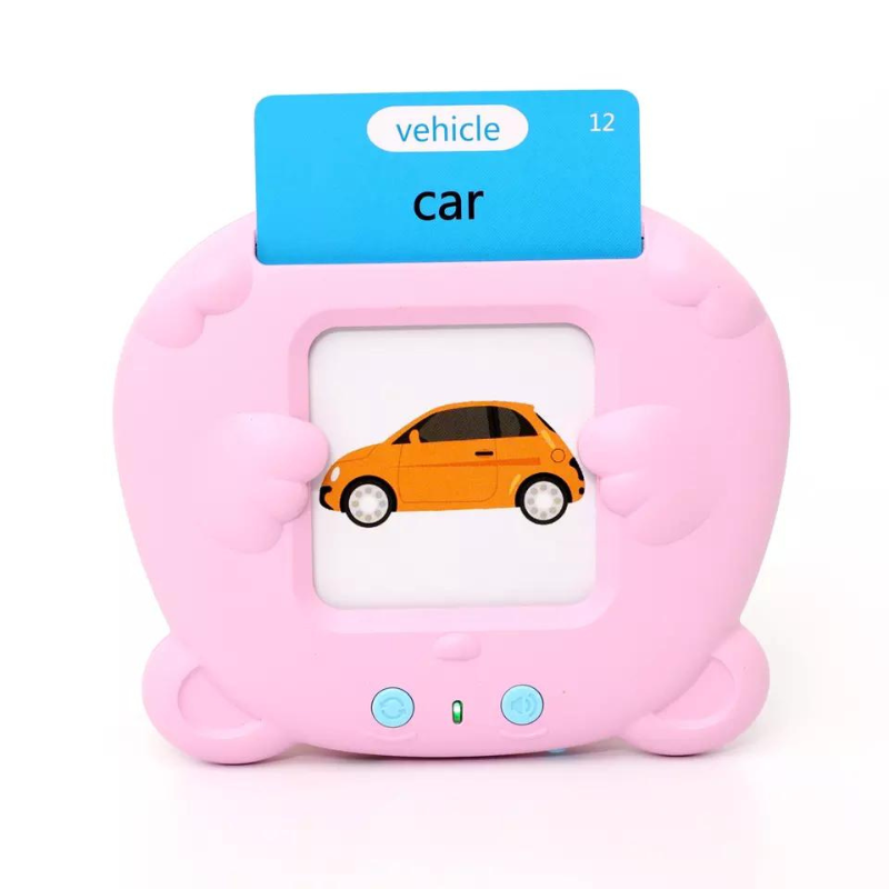 Preschool Learning Toys Cute Bear Shape Early Educational Intelligent Electric Kids Talking Flash Card Words Reading Learning Machine 224 Words Pink