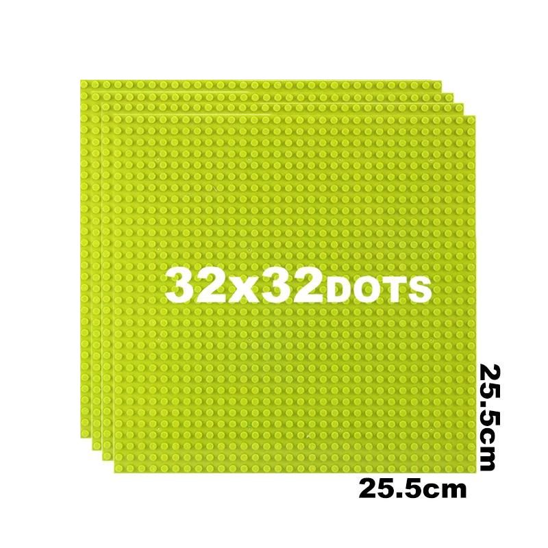 4 PCS 32 x 32 Dots Classic Building Blocks Base Plates DIY Bricks Baseplates Model Display Board Light Green