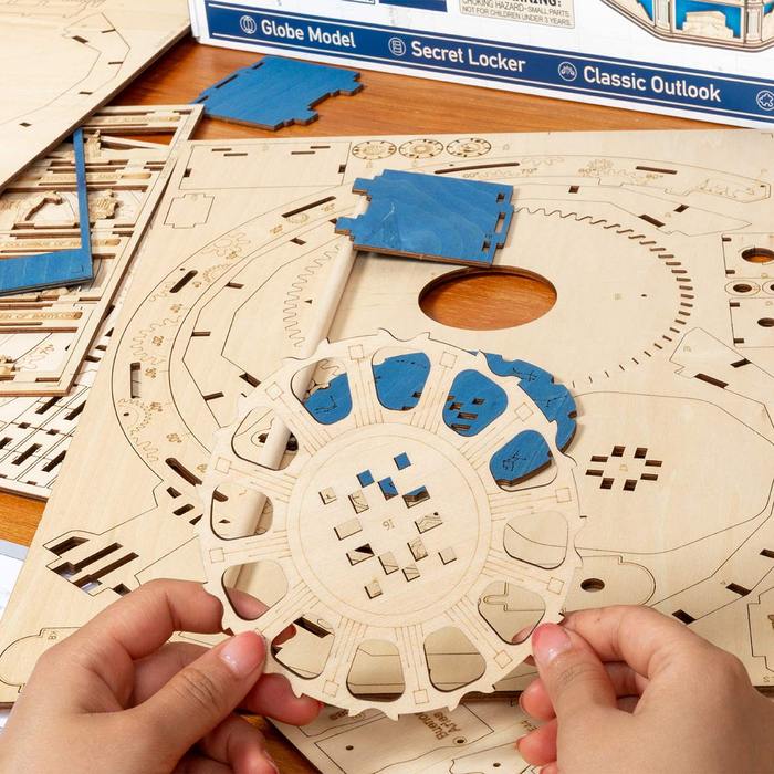 Robotime 3D Laser Cut Wooden Puzzle DIY Secret Locker Model Kit The Globe ST002