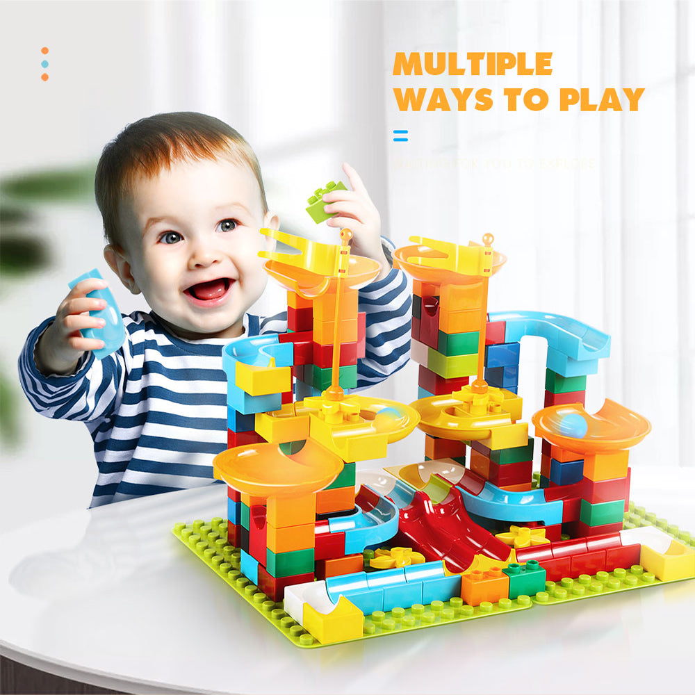 320Pc Duploed Marble Race Run Building Blocks Maze Ball Track Preschool Toy Kids