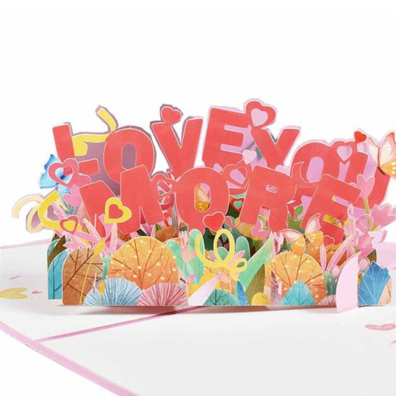 Magic Pop Up Valentine Card 3D Happy Greeting Love More 15x20cm with an envelope