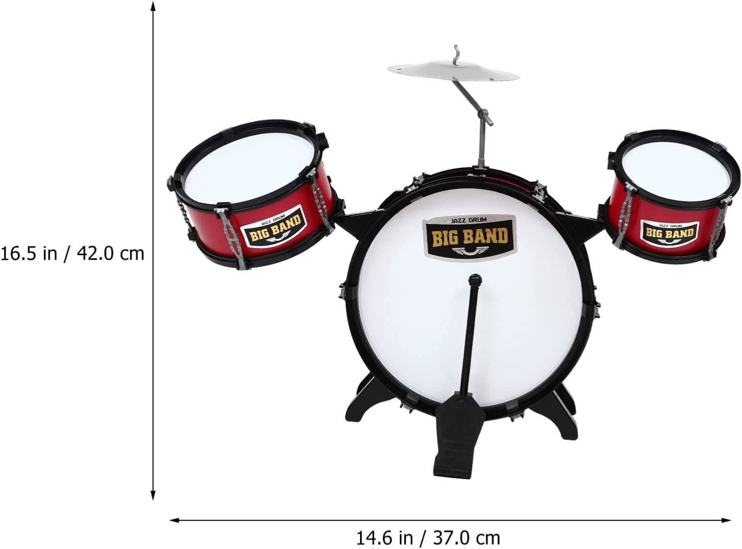 Jazz Drum Set Small Plastic Drum Set Toy Early Educational Music Instruments for Kids - Rose Red