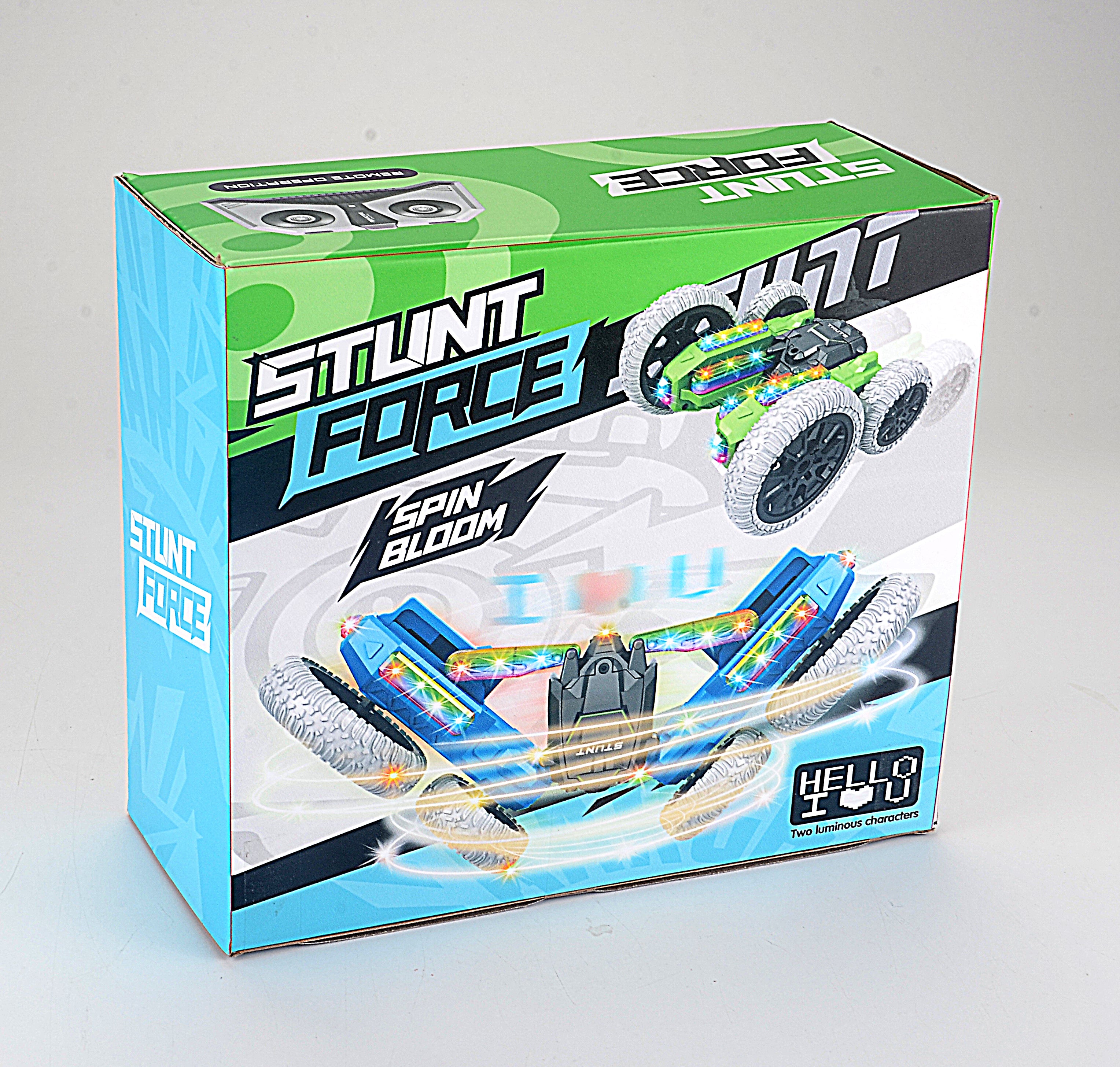 Light Up RC Stunt Car 4WD Remote Control Car 360 Flips Double-Sided Rotating Car Kids Indoor Outdoor Toys Gift Blue