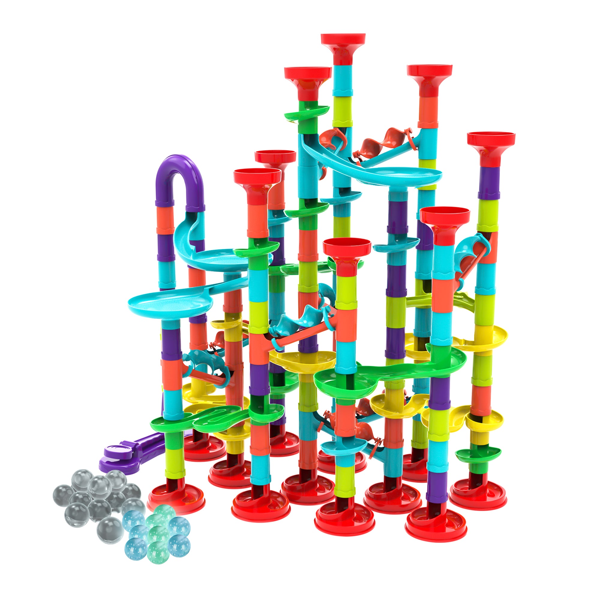 Fonderland 303pcs Large Marble Race Run Building Blocks with Luminous Beads Toys Educational Preschool Kids Deluxe Set