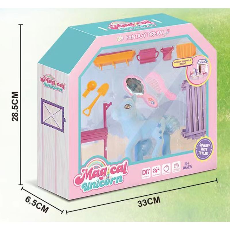 18pcs Fantasy Dream Series Magical Elf Horse Barn Children Pretend Playset Mini Model Elf Horse Toy Gift