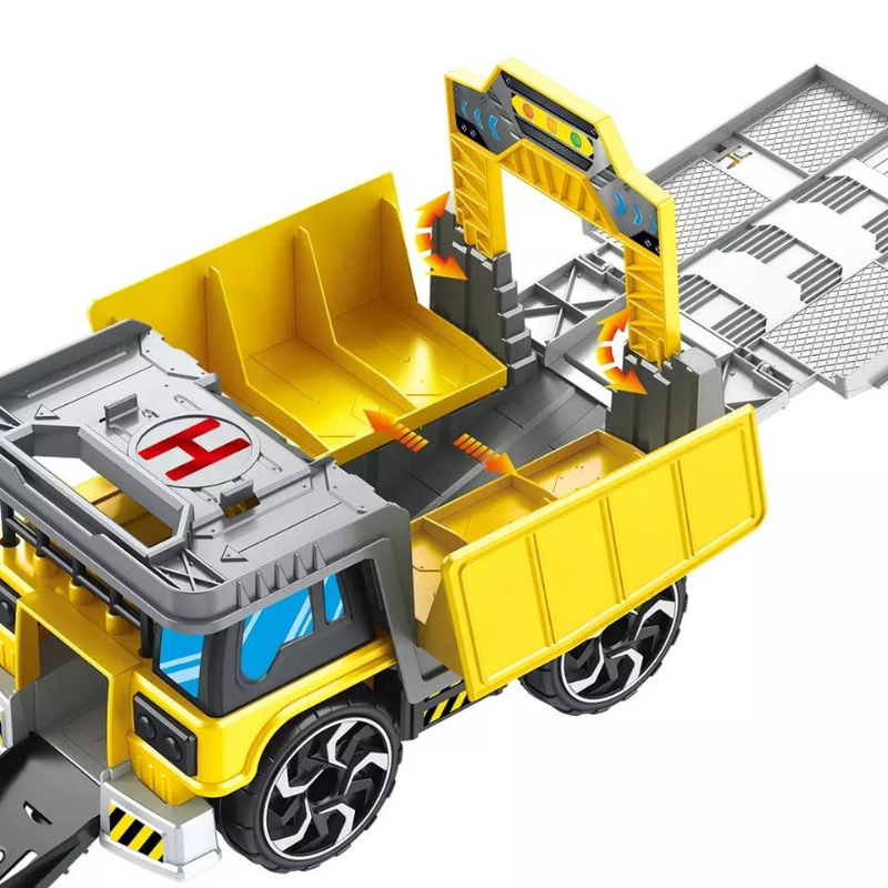 Crane Storage Truck Toy Sliding Track Assemble Deformable Kids Play Transport Engineering Boys Toys Vehicles