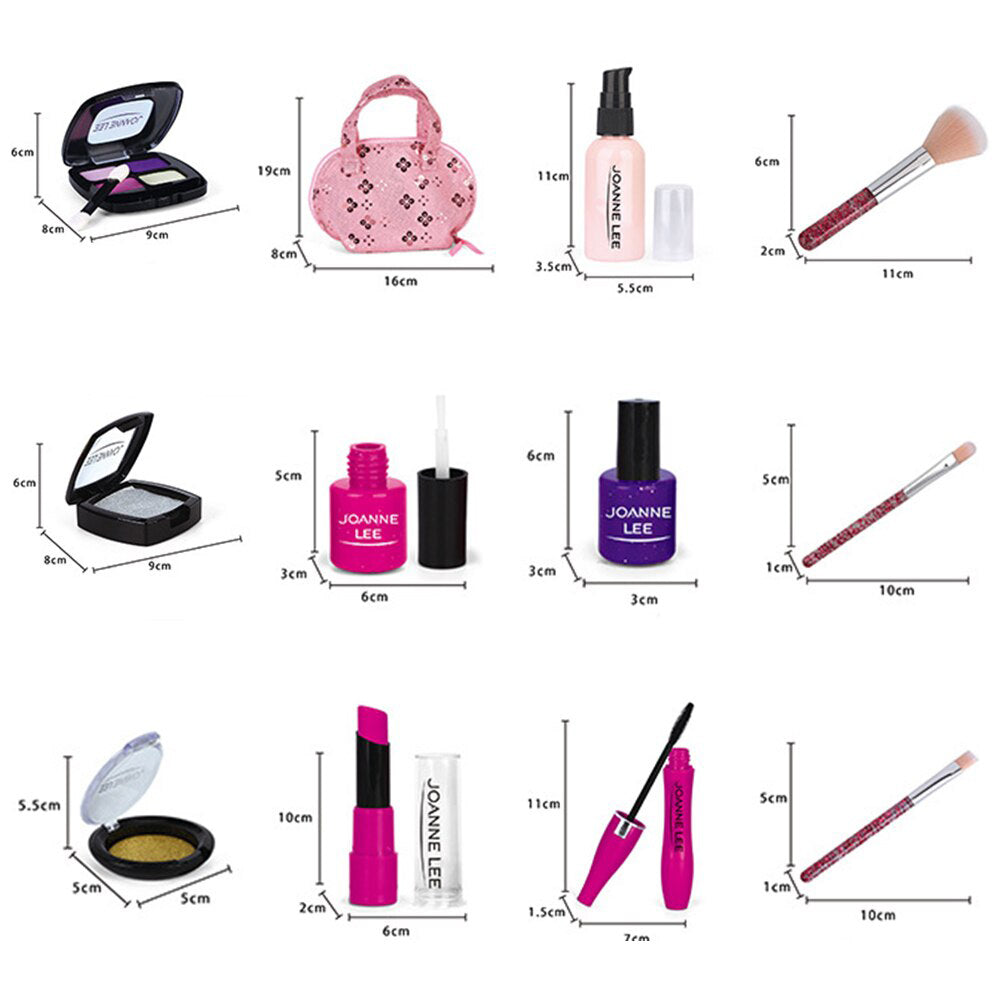 Kid Girls Makeup Set tool Eco-friendly Cosmetic Pretend Play Kit Princess Toy Pink Bag