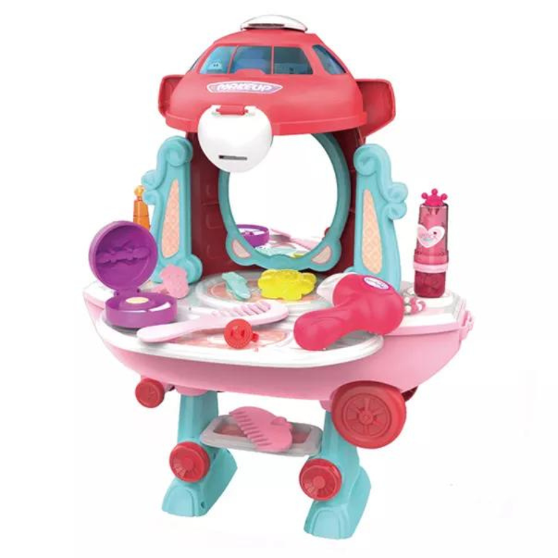 28pcs 2-in-1 Plane Pretend Dresser Makeup Table Children Education Play House Toys Kids Gift