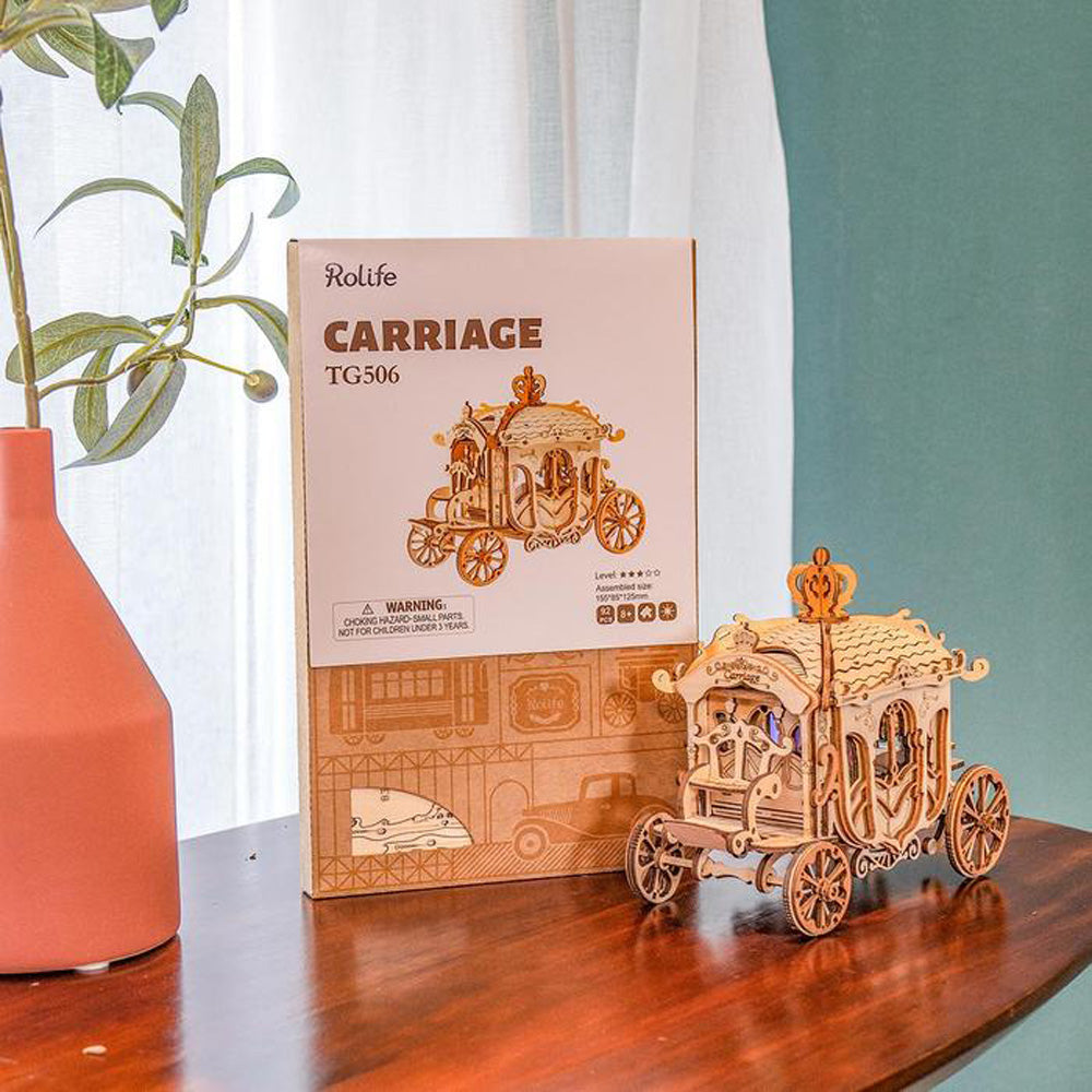 Robotime Classic Carriage Modern DIY 3D Wooden Puzzle Model Kit Toy TG506