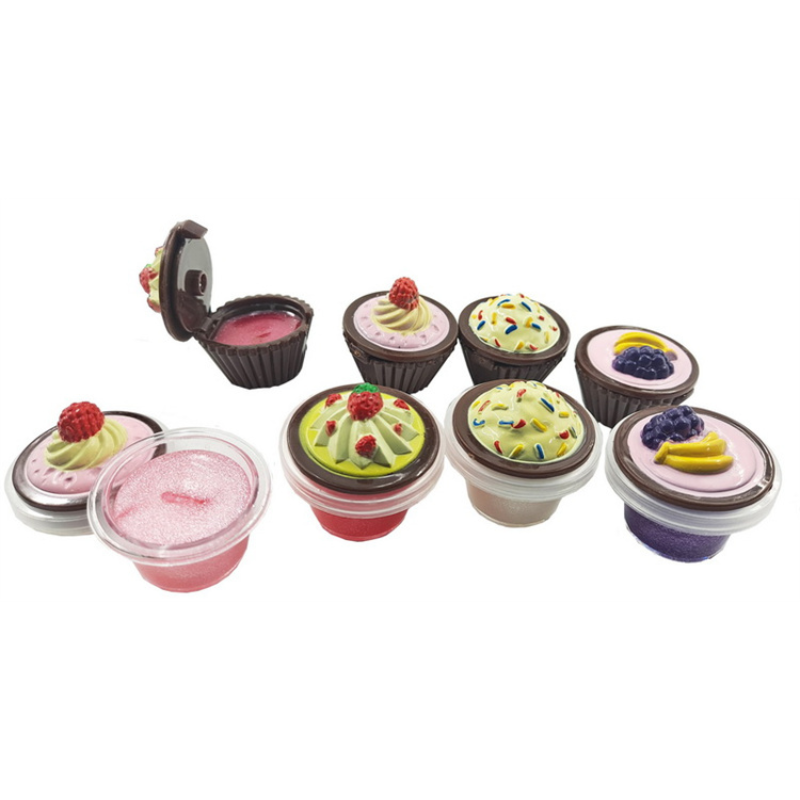 Kid Girls Lip Gloss Set 8 Cupcake Style Kids Safe Cosmetic Pretend Play Kit Princess Toy