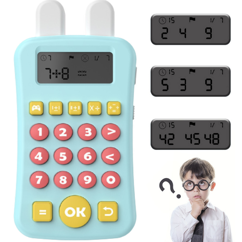 Montessori Mini Maths Teaching Calculator Early Learning Math Machine with Timing Maths Learning Educational Game for Kids Blue