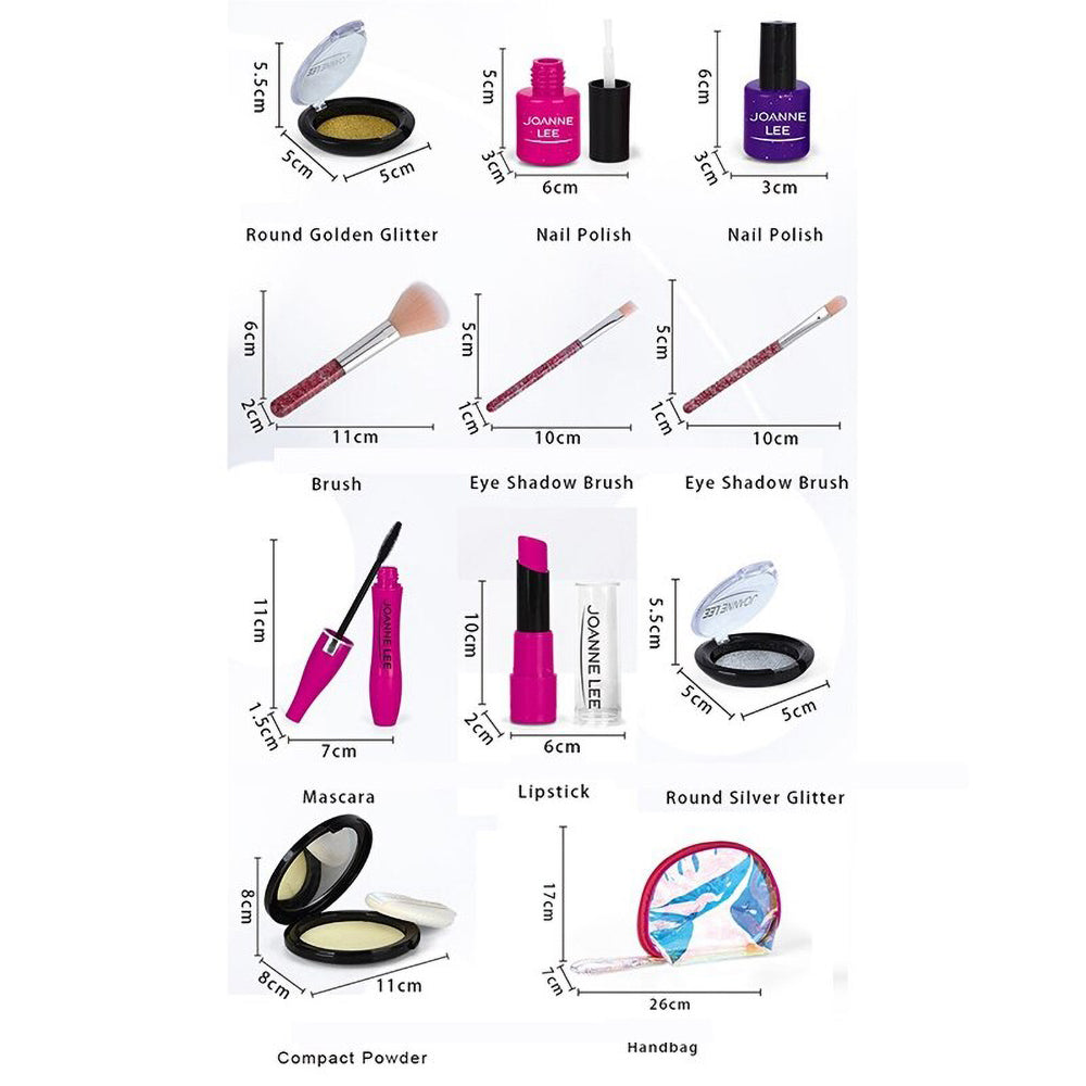 Kid Girls Makeup Set tool Eco-friendly Cosmetic Pretend Play Kit Princess Toy Laser Bag