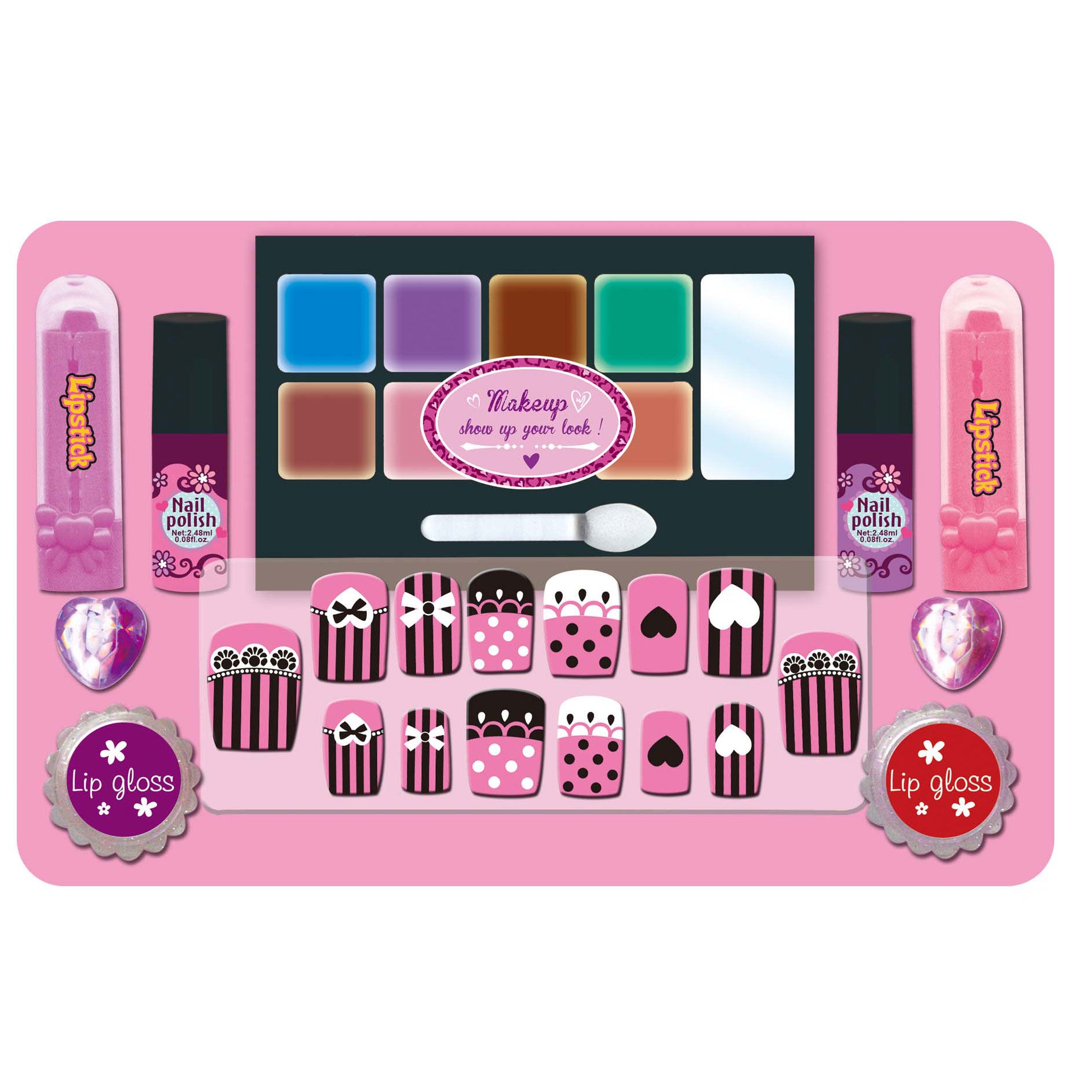 Kid Girls Makeup Set Lipstick Set Suitcase Style Cosmetic Pretend Play Kit Princess Toy