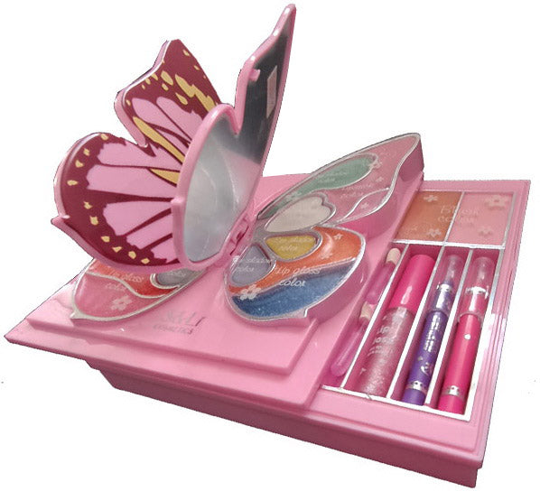 Kid Girls Makeup Set Butterfly Style Eco-friendly Cosmetic Pretend Play Kit Princess Toy