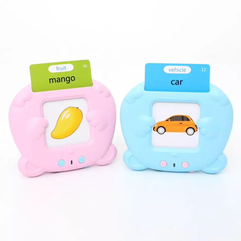 Preschool Learning Toys Cute Bear Shape Early Educational Intelligent Electric Kids Talking Flash Card Words Reading Learning Machine 224 Words Pink